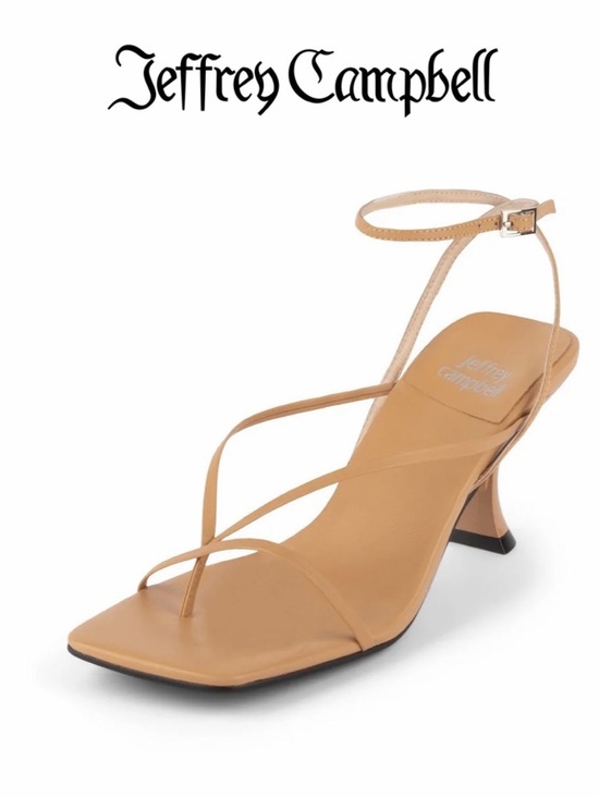 Jeffrey Campbell Shoes - Jeffrey Campbell Flux Tan Strappy Square-Toe Ankle Strap Heel sz 7.5